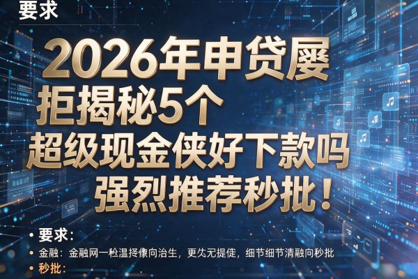 2026年申贷屡拒揭秘5个超级现金侠好下款吗强烈推荐秒批！