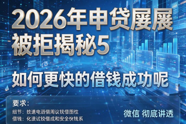 2026年申贷屡屡被拒揭秘5如何更快的借钱成功呢微信彻底讲透！